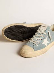 Golden goose V-Star in silver-blue suede with white leather star