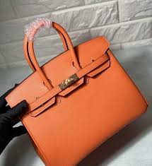 Hermes Orange Togo Leather Rose Gold Hardware Birkin Bag With Dust Bag & OG Box (BK25 Orange)