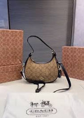 Coach Carmen Mini Crossbody In Signature Jacquard Dark Apricot With Orange OG Box & Dust Bag (2750)