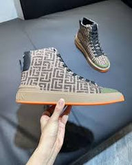 Balmain B court monogram high top sneaker green black
