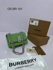 Burberry TB CalfSkin Green Sling With OriginalBox