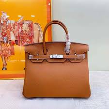 Hermes Brown Togo Leather Rose Gold Hardware Birkin Bag With Dust Bag & OG Box (BK25 Brown)