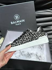 Balmain B court monogram high top sneaker white black