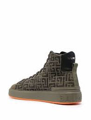 Balmain B court monogram high top sneaker green black