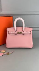 Hermes Powder Pink Togo Leather Rose Gold Hardware Birkin Bag With Dust Bag & OG Box (BK25 Powder Pink)