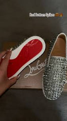 Christian Louboutin Spikes Slipons Silver Premium