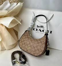 Coach Carmen Mini Crossbody In Signature Jacquard Dark Apricot With Orange OG Box & Dust Bag (2750)