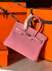 Hermes Powder Pink Togo Leather Rose Gold Hardware Birkin Bag With Dust Bag & OG Box (BK25 Powder Pink)