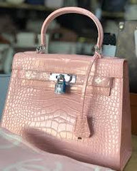 Hermes Blanc Crocodile Niloticus Pink Encrusted Birkin Bag With OG Box & Dust Bag (1080 Pink)