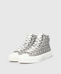 Balmain B court monogram high top sneaker white black