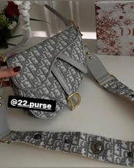Dior Saddle Leather Canvas Grey With Original Box