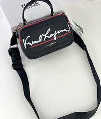 Karl Lagerfeld Simone Top Handle Leather Small Camera Sling Bag With OG Box & Dust Bag (Black KB027-2)