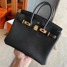 Hermes Black Togo Leather Rose Gold Hardware Birkin Bag With Dust Bag & OG Box (BK25 Black)