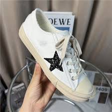 Golden goose Ball Star in beige nubuck and nappa with black Swarovski crystal star