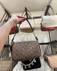 Coach Nolita 18 Brown Sling Bag With Box Dust Bag Sling Chain