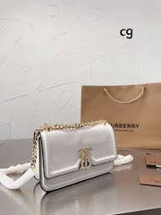Burberry TB CalfSkin White Sling With OriginalBox