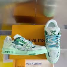 Virgil Abloh Iconic LV Trainer sneaker Green With Double Box