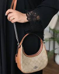 Coach Carmen Mini Crossbody In Signature Jacquard Light Apricot With Caramel With OG Box & Dust Bag (2750)