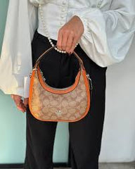 Coach Carmen Mini Crossbody In Signature Jacquard Light Apricot With Caramel With OG Box & Dust Bag (2750)