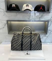 Christian Dior Premium Duffle Bag With Dust Bag CD 810 Grey And White