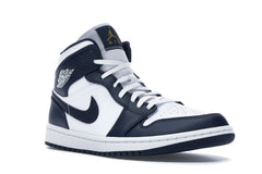 NIKE AIR JORDAN 1 MID WHITE METALLIC GOLD OBSIDIAN