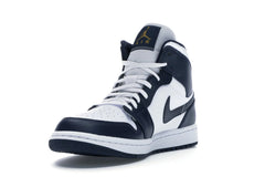 NIKE AIR JORDAN 1 MID WHITE METALLIC GOLD OBSIDIAN