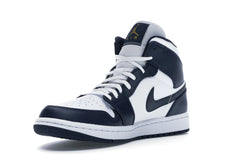NIKE AIR JORDAN 1 MID WHITE METALLIC GOLD OBSIDIAN