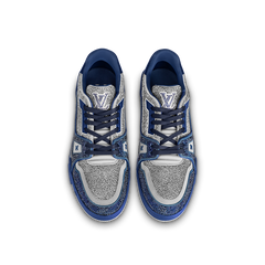 Louis Vuitton Men's Crystal Covered Trainer Sneakers Blue Grey