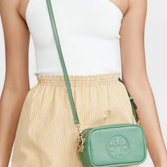 Tory Burch Miller Crossbody Camera Bag Green With OG Box & Dust Bag 3300 Green