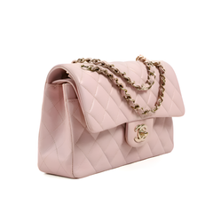 Chanel Classic Flap Pink Medium Lambskin With OG Box & Dust Bag 1119 Pink Gold