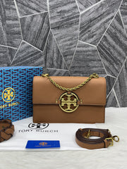 Tory Burch Miller Leather Shoulder Sling Bag With OG Box & Dust Bag Brown TR626