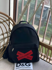 Dolce & Gabbana Nylon Black Red Cross Unisex Backpack With Dust Bag DG922 Black