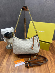 Michael Kors MK Jet Set Small Logo Pochette With Shoulder Strap With OG Box & Dust Bag. 22317 Beige Brown