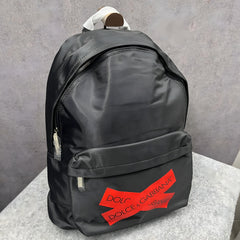 Dolce & Gabbana Nylon Black Red Cross Unisex Backpack With Dust Bag DG922 Black