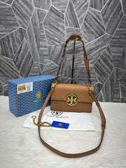Tory Burch Miller Leather Shoulder Sling Bag With OG Box & Dust Bag Brown TR626