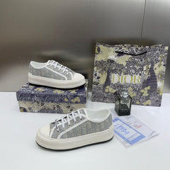 WMN Dior White Grey Oblique Canvas Walk'n'Dior Sneakers For Her