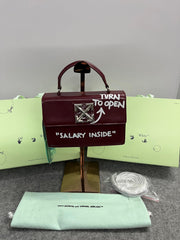 Off-White Leather Salary Inside Jitney 1.4 Shoulder Bag (Cherry Red 88534)
