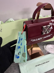 Off-White Leather Salary Inside Jitney 1.4 Shoulder Bag (Cherry Red 88534)