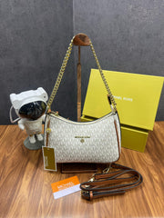 Michael Kors MK Jet Set Small Logo Pochette With Shoulder Strap With OG Box & Dust Bag. 22317 Beige Brown
