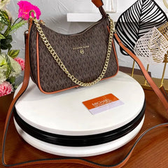 Michael Kors MK Jet Set Small Logo Pochette With Shoulder Strap With OG Box & Dust Bag 22317 Coffee Brown