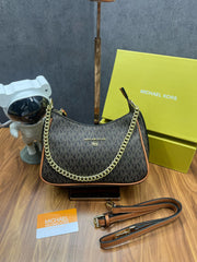 Michael Kors MK Jet Set Small Logo Pochette With Shoulder Strap With OG Box & Dust Bag 22317 Coffee Brown