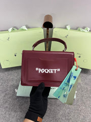 Off-White Leather Salary Inside Jitney 1.4 Shoulder Bag (Cherry Red 88534)