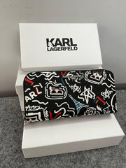 Karl Lagerfeld Dual Zip 76 Wallet With Original Box Dust Cover & Brand Paper KS016 Black