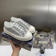 WMN Dior White Grey Oblique Canvas Walk'n'Dior Sneakers For Her