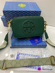 Tory Burch Miller Crossbody Camera Bag Green With OG Box & Dust Bag 3300 Green