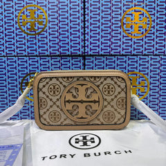 Tory Burch Miller Crossbody Camera Bag Apricot With OG Box & Dust Bag 3300-1 Apricot