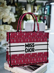 Miss Dior Graffiti Book Large Tote With OG Box & Dust Bag & Scarf (Pink - 1029)