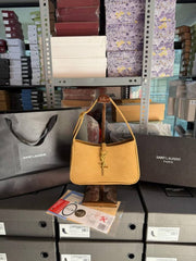 Ysl Saint Laurent Hobo Khakhi Gold Leather Shoulder Bag With OG Box & Dust Bag 6030 Velvel Khakhi