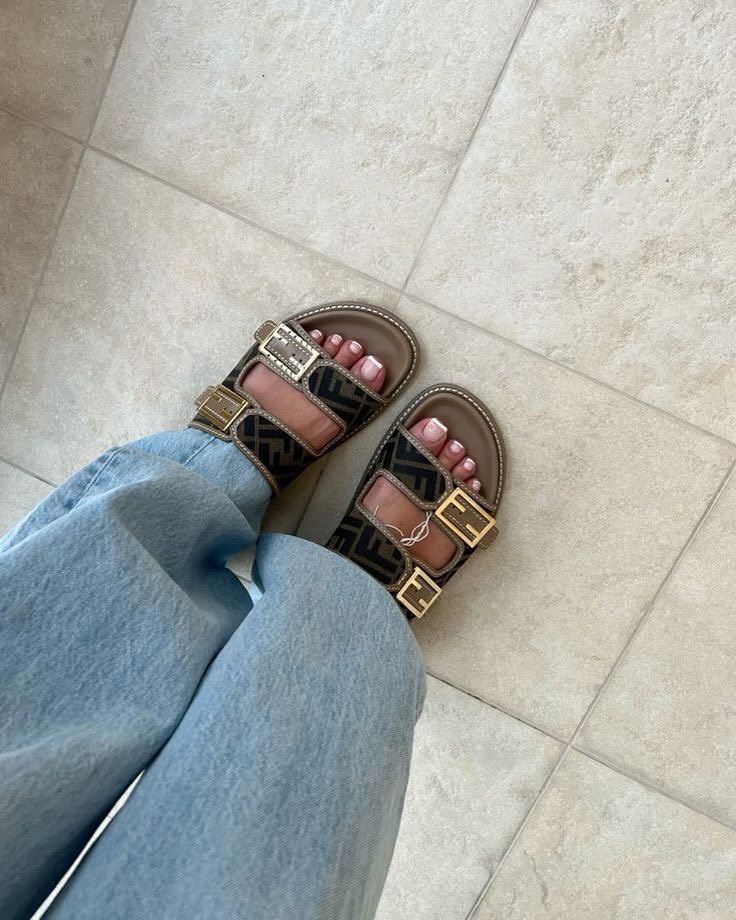 Fendi Feel Good FF Monogram Slides With Original Packaging