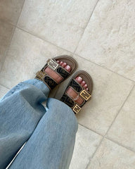 Fendi Feel Good FF Monogram Slides With Original Packaging